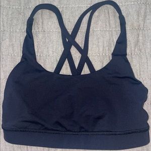 Black lululemon sports bra with strappy back